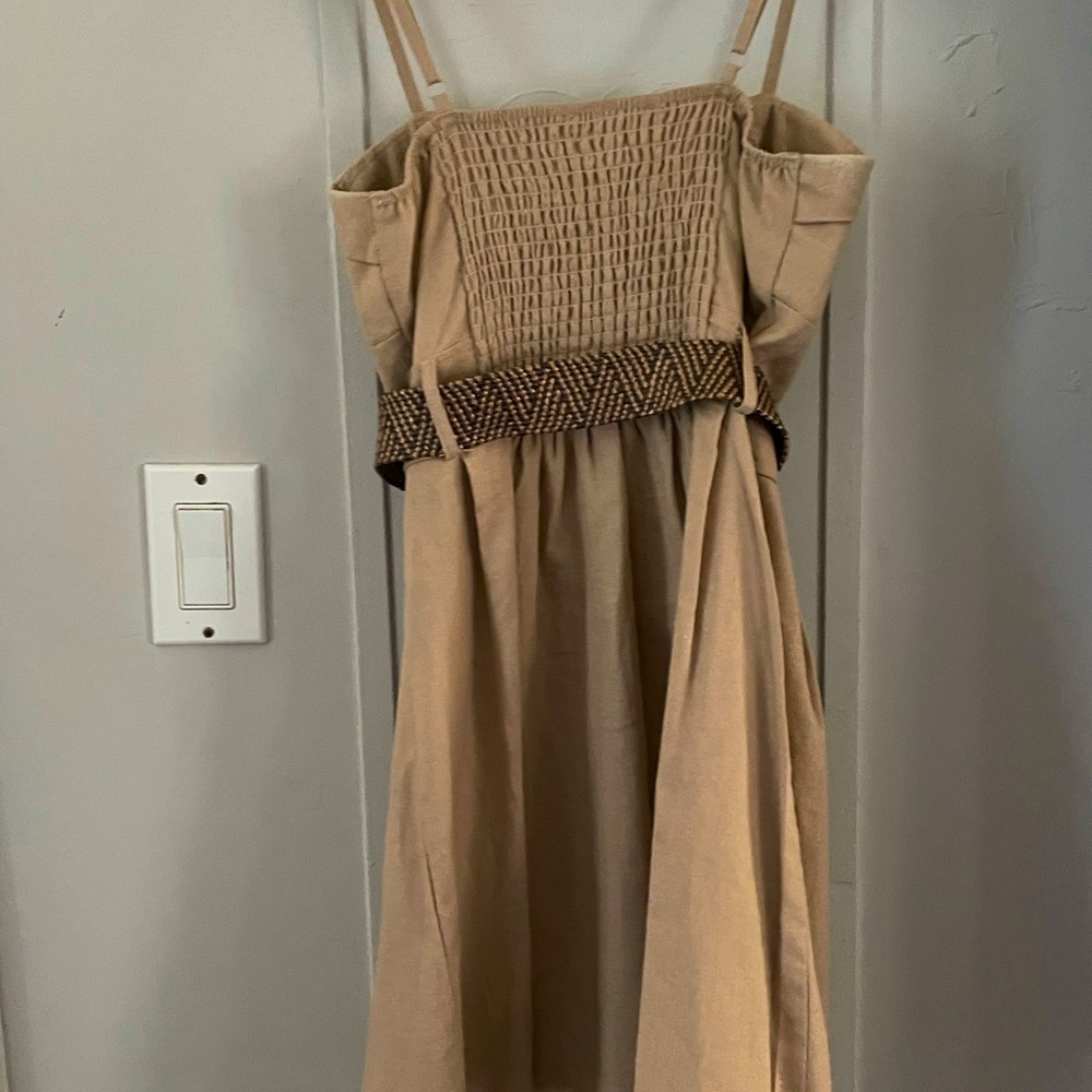 Purple snow tan dress with belt
